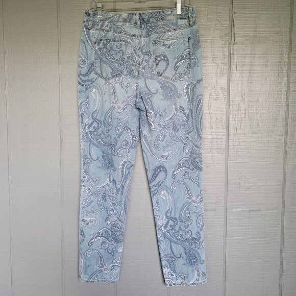 Chico's So Slimming Paisley-Print Girlfriend Slim Leg Ankle Jeans. Size … - Picture 7 of 11